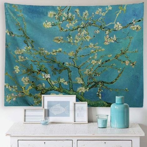 Van Gogh Flower Tapestry Oil Painting Floral Wall Hanging Nature Landscape Wall Art Home Decor for Bedroom Living Room (1/4)