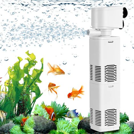 Filtre d'aquarium 25 W, débit réglable 1200 L/h, filtre intégré, débit réglable 5 en 1, ouate de filtration et compartiment à cartouche dédié (1/5)