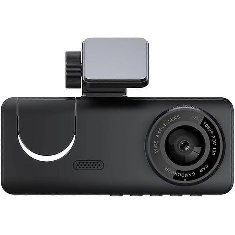 Caméra embarquée HD 1080p WiFi avec écran IPS 2 pouces, triple objectif, enregistreur vidéo avant, arrière et intérieur pour la surveillance du stationnement. (1/5)