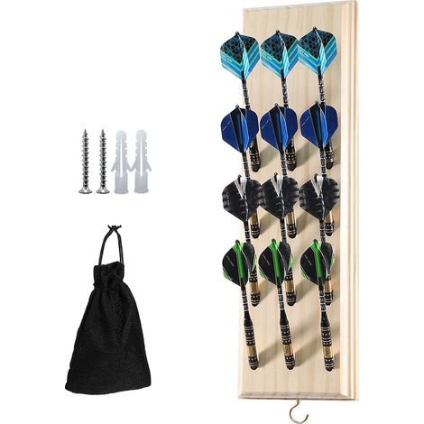 couleur Du Bois Brut-jeux De Flchettes En Bois Massif Avec Tui De Rangement Pour Accessoires Compatible Avec Toutes Les Flchettes En Sisal Et Lect (1/5)