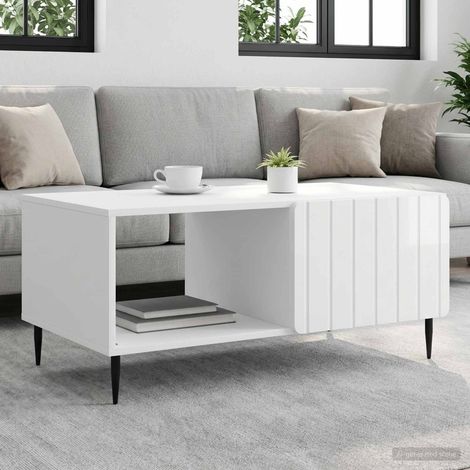 vidaXL Table basse Blanc brillant 90 x 50 x 40 cm Bois d'ingénierie (1/5)