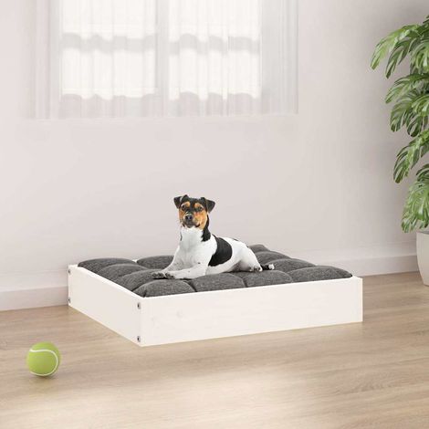 Lit pour chien Blanc 51,5x44x9 cm Bois de pin solide (1/5)