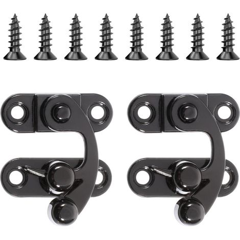 2er Set Antike Vorhängeschloss Spannverschluss Retro Hasp für Möbel & Holzkisten Schwarz