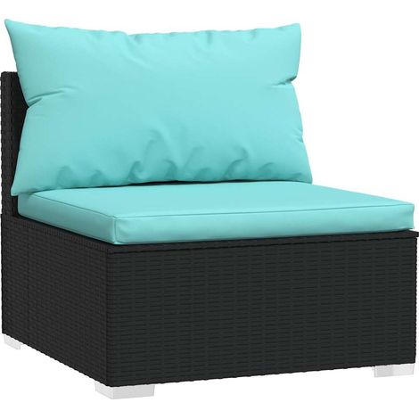 Maison Exclusive - Garten-Mittelsofa mit Kissen Schwarz Poly Ratt (1/5)
