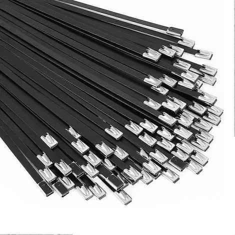 Attaches métalliques 100 pièces noir 11,8 pouces, câble acier inoxydable 304 pour fixation robuste (1/5)