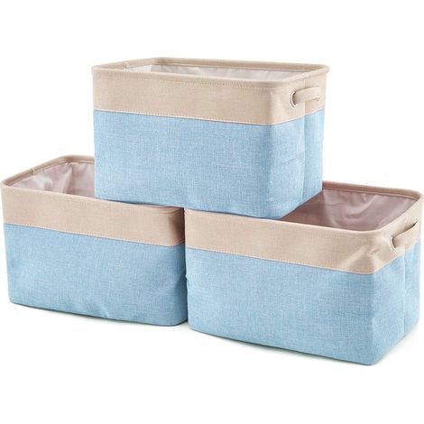 Panier pliable en toile avec poignée - Lot de 3
