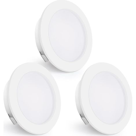 Spots LED Encastrables 230V, 4W 440LM Spots de Plafond 16mm Ultra-Plats 4000K Blanc Neutre Trou de Perçage 55-60mm pour Cuisine, Salon, Chambre, Blanc, Lot de 3 (1/5)