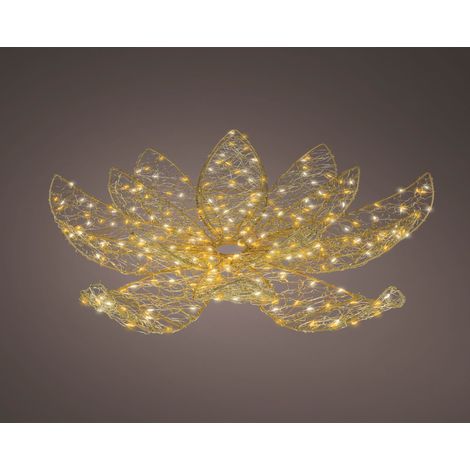 Fiore micro LED in metallo D 58 cm altezza 16 cm oro Peraga Christmas