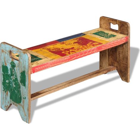 Banc Cola en bois de récupération, 100 x 30 x 50 cm (1/5)