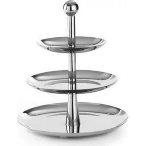 Présentoir - 3 Plateaux - En Acier Inoxydable - Pour Fruits Chocolats Pâtisseries - Diamètre 220-268 mm - Hauteur 320 mm - Largeur 166 mm (1/3)