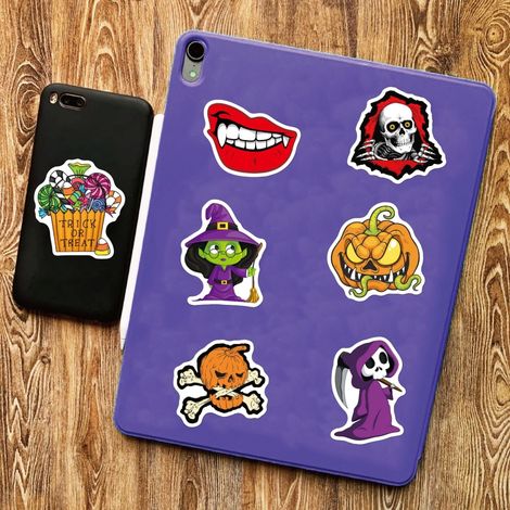 Halloween-Aufkleber: 100 niedliche Kürbisaufkleber aus PVC für Wasserflaschen, Notizbücher und Fotoalben. Wasserfeste Halloween-Dekoration für Kinder. (1/5)