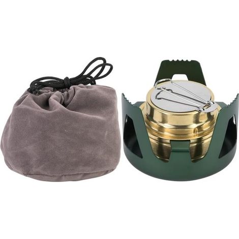 Ultraleichtes Spirituskocher-Set Mini-Campingkocher mit Aluminium-Topfständer und Aufbewahrungstasche für Rucksackreisen Wanderungen und Grün