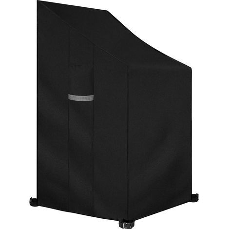 Housse de Protection pour Chaises de Jardin avec Grilles D’aération, Étanche, Résistance au Vent, Anti-UV, Robuste Tissu Oxford 600D Housse de Fauteuil Jardin Empilables (65x65x80/120cm) - Noir (1/5)
