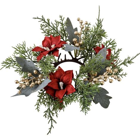 Couronne De Bougie - Couronne En Feuillage Artificiel Pour Décoration De Table De Noël - 25 X 9 Cm - Vert - 1 Pièce (1/5)