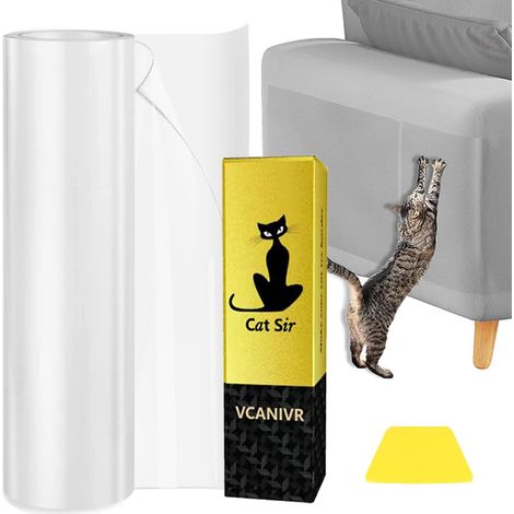 Protection Canape Chat Anti Griffe 20cm x 500cm Transparent Autocollant Rouleau Protecteur de Rayure Chat, Protecteurs Anti-Griffes pour Meubles Porte Mur Canapé Tapis Comptoirs (1/5)