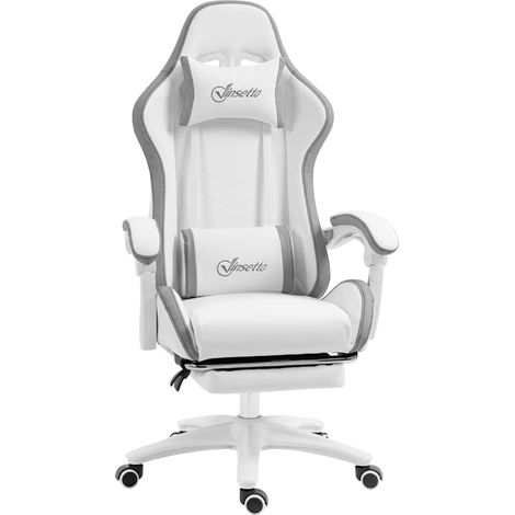 Chaise de bureau gaming inclinable réglable TITTO blanche et grise (1/5)