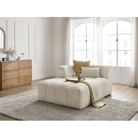 BOBOCHIC - Méridienne pour canapé modulable ANNECY tissu bouclette Angle gauche Beige (1/5)