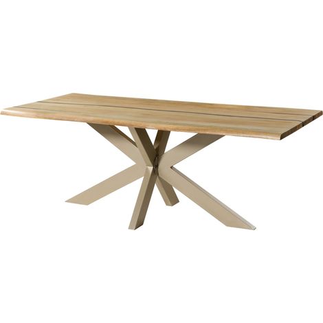 Baumtisch Mango 220x100x74 natur lackiert / Epoxid schwarz, Kreuzgestell silber matt EPOXY (1/3)