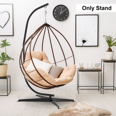 Supporto per sedia sospesa, base a X con fibbia a molla, portata 120 kg, dimensioni 114 x 80 x 208 cm, colore nero.