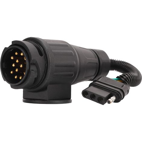Adaptateur prise remorque 13 broches rond UE vers connecteur plat 4 voies US, convertisseur pour caravane, camping-car, prise mâle (1/5)