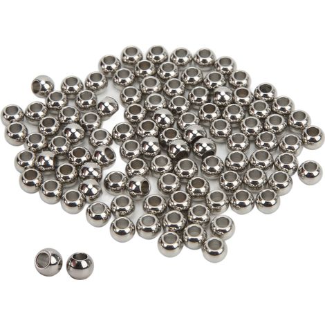 100Pcs Metal Beads Stainless Steel Sturdy Durable Glossy Surface Wide Application Jewelry Beads for Earrings Necklace (1/5)