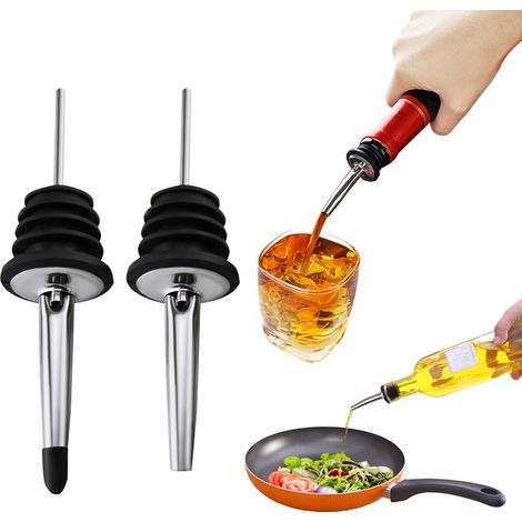 Vertedor de acero inoxidable 304 para vino, cerveza, licores y aceite de oliva boquilla vertedora, tapón de corcho, dispensador. (1/5)