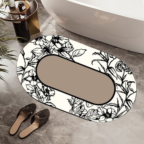 Boue de diatomées prospère 4060cm Tapis de sol en terre de diatomées, paillasson de salle de bain, tapis absorbant et antidérapant, tapis d'entrée, lavable. (1/5)
