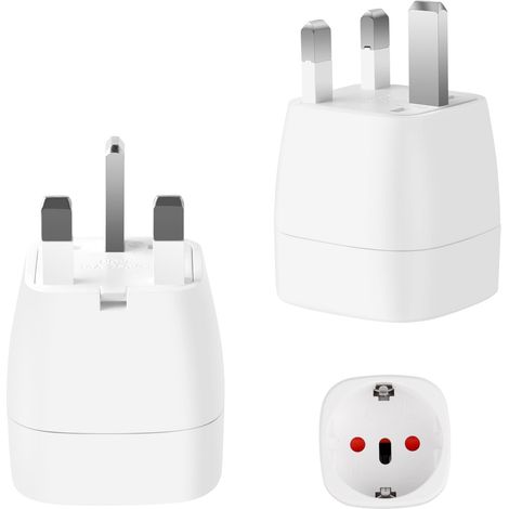 2 Pièces Adaptateur Prise Anglaise, Adaptateur Prise avec Dispositif de Protection de Sécurité, Adaptateur Prise Anglaise vers France pour Irlande, Angleterre, Ecossec et Dubaï (Type G) (1/5)
