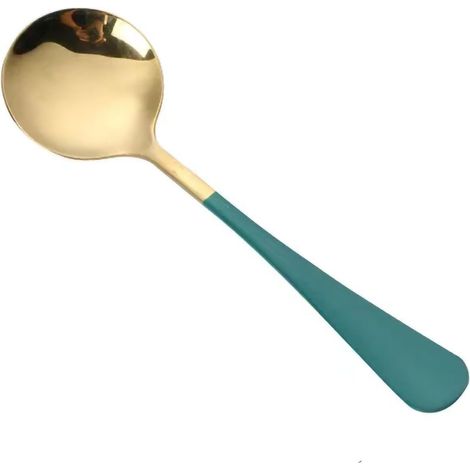 Cuillère Ronde - Acier Inoxydable Épais - Long Manche Ergonomique - Pour Yaourt Glace Céréales - Lot De 1 (1/2)