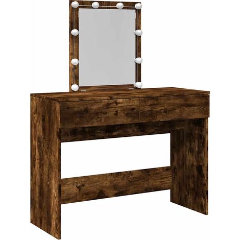 vidaXL Dressing Table with LED Smoked Oak 100x40x130 cm