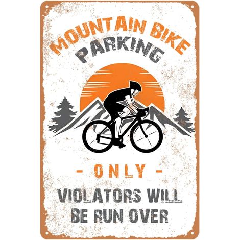 Plaque "Seulement pour le Stationnement des Vélos de Montagne" Plaque Étaine Vintage Accessoires de Vélos de Terrain Plaquettes Métalliques d'Art de Vélos de Montagne Rétro pour la Décoration des Vélo (1/5)