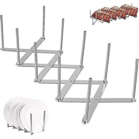 Organisateur de couvercles de casseroles, support réglable pour couvercles, égouttoir à vaisselle en acier inoxydable, support multifonction pour assiettes et casseroles. (1/5)