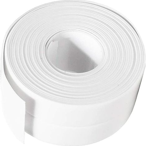 Joint Silicone Blanc Salle de Bain, Ruban d'étanchéité,Bande Etancheite Autocollanteétanche PE pour Baignoire,Douche,Toilettes,Cuisine,Evier,Sol,Mur,Coin de Protection-Blanc (1/5)