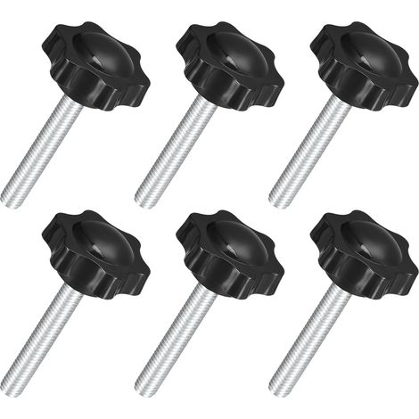 6Pcs Boutons Étoile M8 x 50mm, Bouton de Serrage Hexagonal en Plastique à Visser à la Main pour le Remplacement du Pied de Parasol (1/5)