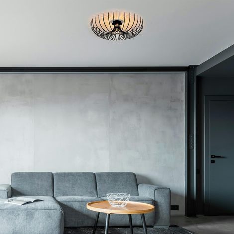 Plafonnier design métal noir filaire forme corolle ERZIN (1/5)