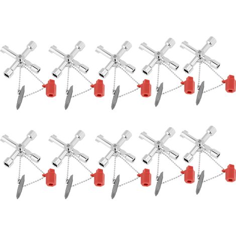 10 pièces Clés à ergots polyvalentes pour armoires de contrôle universelles - Outils manuels (1/5)