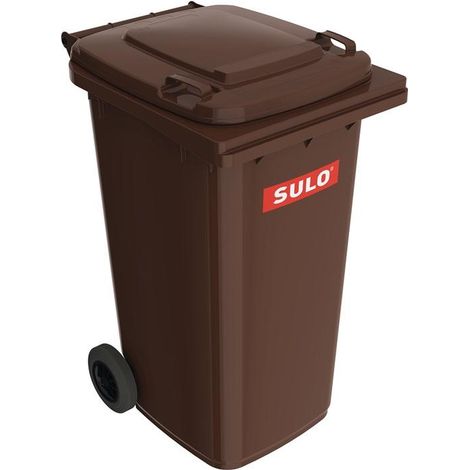 Bac à ordures 240 l HDPE marron mobile selon EN 840 SULO