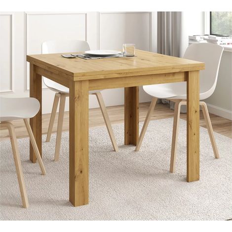 Mesa cuadrada extensible Tempo acabado roble artisan, 76cm(alto) 90-180cm(ancho) 90cm(largo)