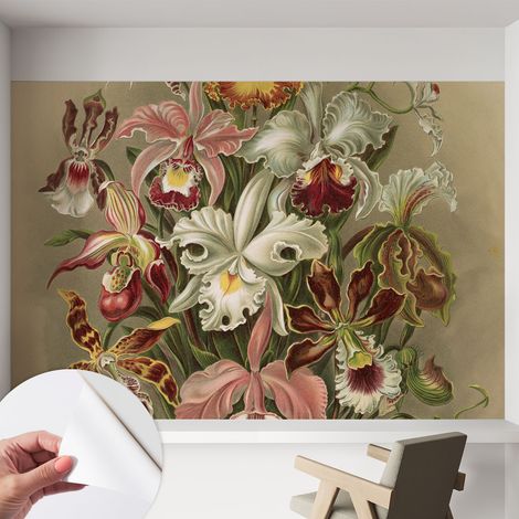 Papier peint adhésif décoratif pour chambre et salon Design moderne à poser facilement Élégance florale 152x104 cm (1/5)
