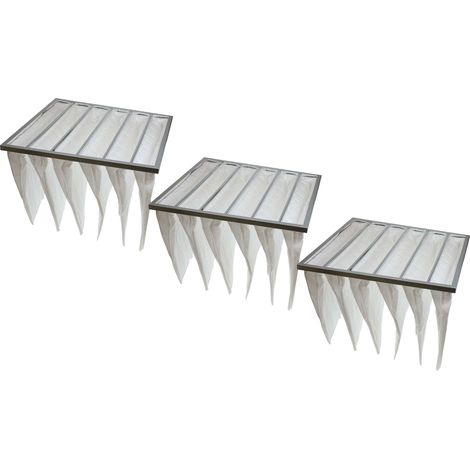 vhbw 3x Sacs filtrants pour système de climatisation et ventilation - Filtre à air G4, 59,2 x 59,2 x 36 cm, blanc (1/4)