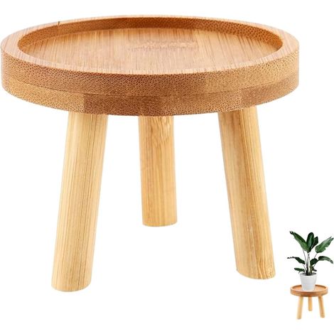 Support De Plantes Petit, Supports De Pots De Fleurs, Tabouret De Fleur Rond, Tabouret En Bois Pour Fleurs, Pour Intérieur Extérieur Balcon (14 x 9,5 cm) (1/5)