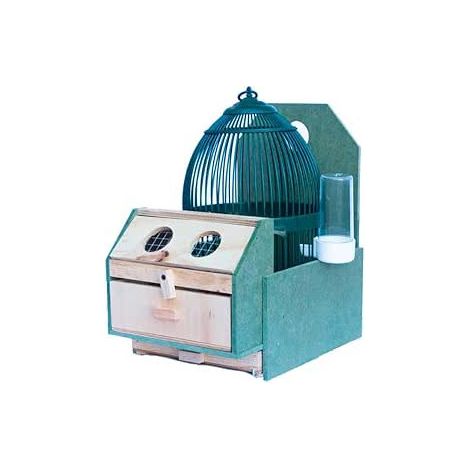Runder Vogelkäfig 23x35 cm, Wachtelkäfig mit Ständer und Tränke, grün