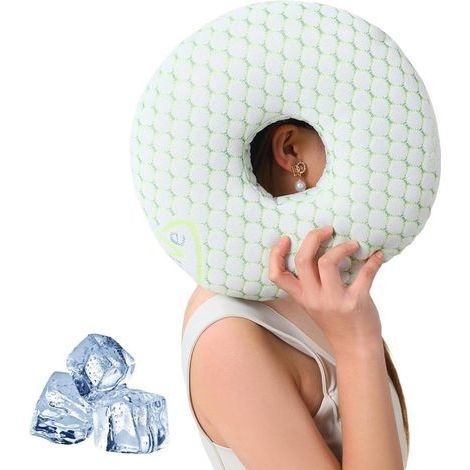 Oreiller orthopédique/Oreiller en microfibre ultra-douce, oreiller perforé, fibre de bambou, oreiller pour dormeurs latéraux avec ouvertures pour les oreilles, confortable et respectueux des oreilles- (1/5)