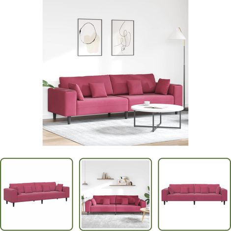 vidaXL Sofá Rojo vino 250 x 77 x 76 cm Terciopelo (1/5)