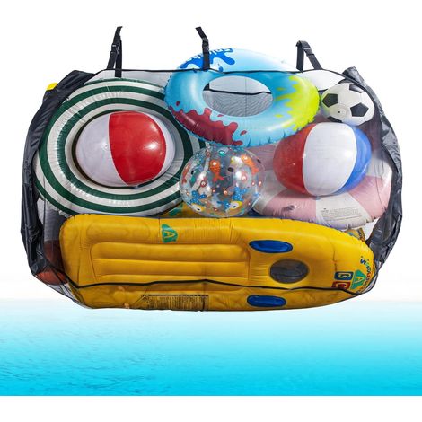 Pool Storage Net with Large Side Pockets and Buckles, Pool Toy Storage, Adjustable, Pool Toy Organizer, Pool Accessories, Storage Bag for (1/5)