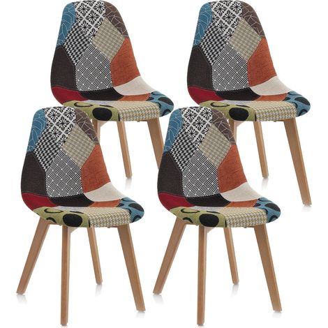 Set 4 Sedie 47,5x43x82,5 cm in Tessuto Patchwork (1/4)