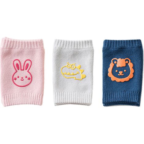 Genouilleres Anti-Derapage - Pour Bebe 6 A 24 Mois - Mousse Elastique Coton Avec Particules Caoutchouc - Protection Genoux Rampe - Par 2 (1/5)