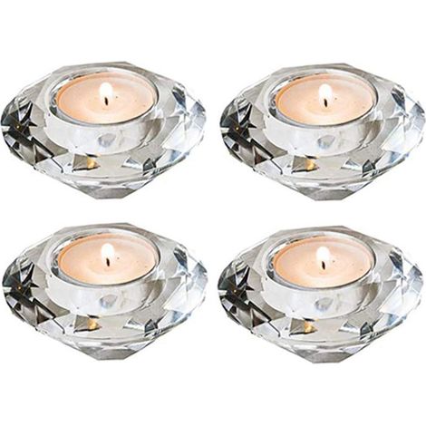Bougeoirs Chauffe-Plat Photophores Bougeoir Verre Porte Bougie Votifs Cristal Taillés À Main Diamant Table Mariage Décorations Pièce Maîtresse Cadeaux Fête Noël (1/5)