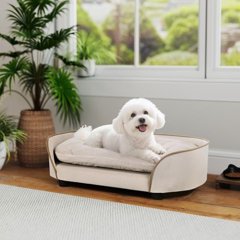 Canapé pour chien canapé pour animal de compagnie avec coussin amovible et housse lavable 66 x 43 x 19.5 cm beige