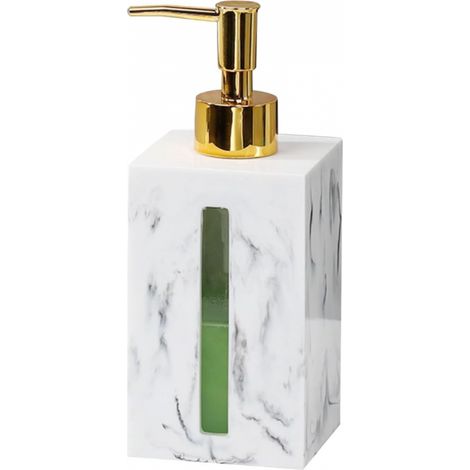 (Blanc)Distributeur De Savon pour Salle De Bain avec Pompe en Métal 500 ML,Distributeur carré de Savon pour Les Mains et de Lotion pour comptoir de Salle de Bain,Distributeur À Pompe Vide (1/4)